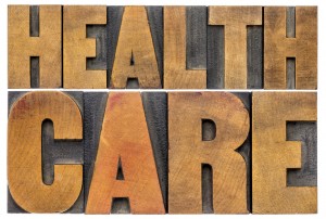 healthcare word abstract - isolated text in letterpress wood type