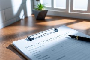 Tackle rising Indiana Group Health Insurance costs with help from Nefouse & Associates image shows health insurance form on clipboard